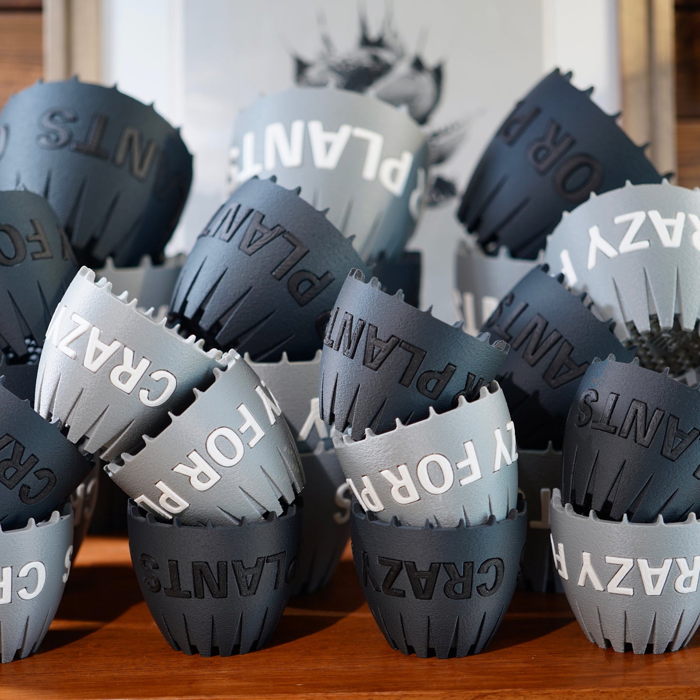 CRAZY FOR PLANTS POT Light gray × White Sサイズ